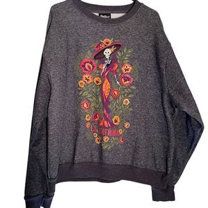 Hasta Siempre La Catrina Day of The Dead Calavera Sweatshirt Multicolor Size XL